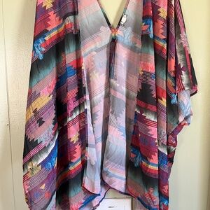 Colorful Geometric Patterned Kimono